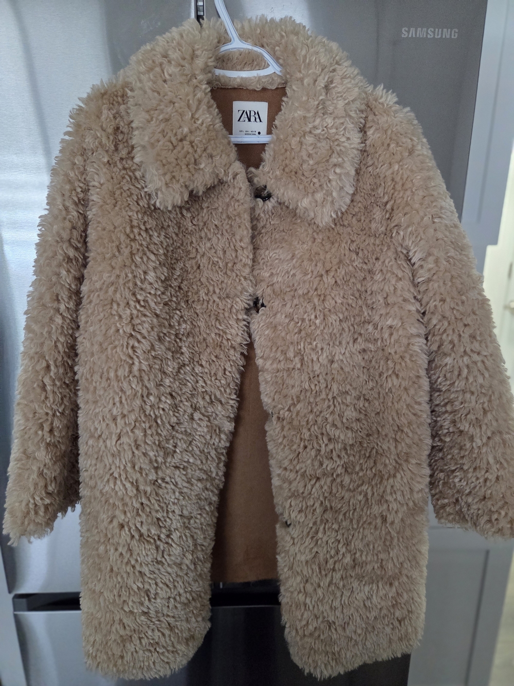 ZARA Beige Teddy Coat Plush Faux-Shearling Jacket